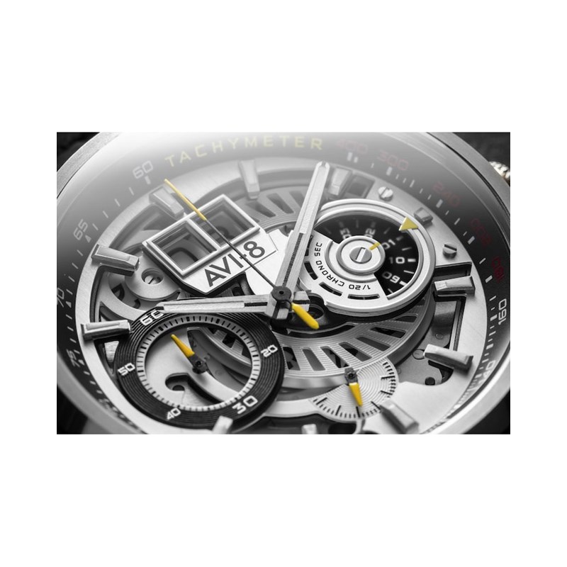 Montre homme quartz japonais chronographe AVI-8 - Bracelet cuir véritable de vachette - Date - vue 3
