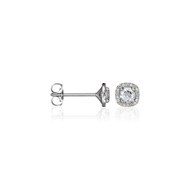 Boucles d'oreilles Or Blanc Diamant et Topaze