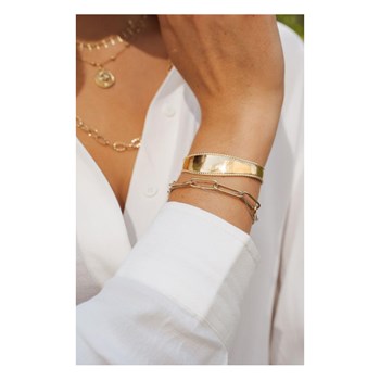 Verstelbare stijve armband van verguld staal