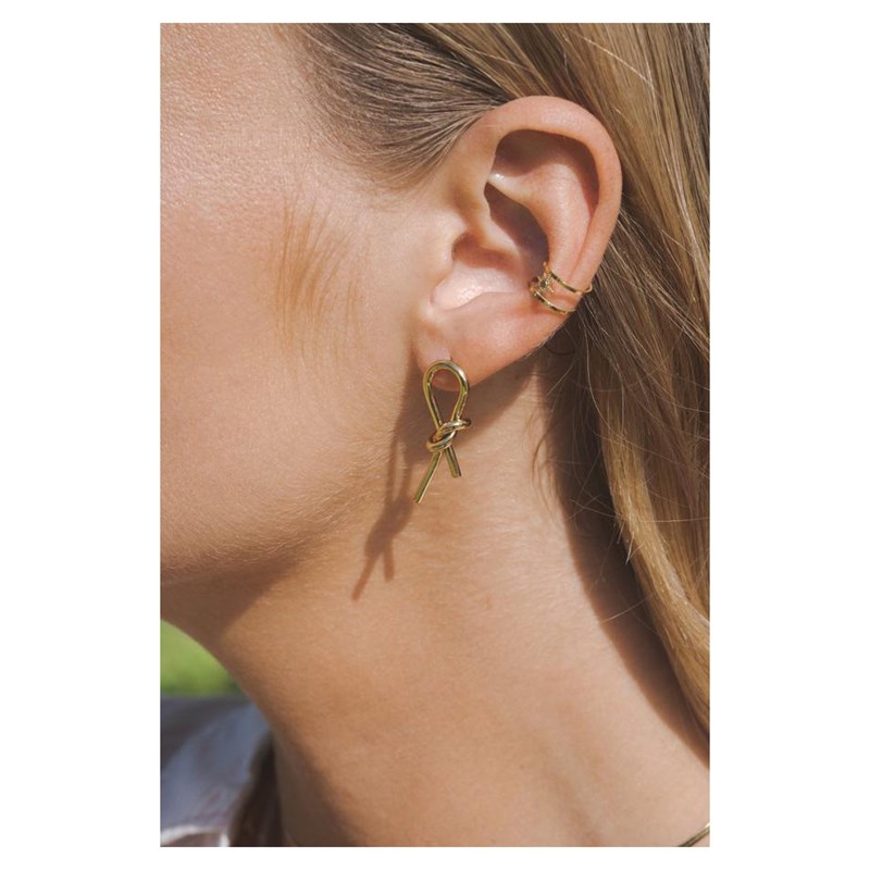 Boucles d'oreilles en acier dorées - vue 2