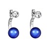 Boucles d'oreilles cristal Swarovski Nacre Bleu en plaqué Or Blanc et rhodié - vue V1
