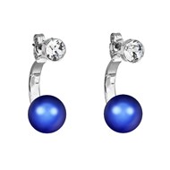 Boucles d'oreilles cristal Swarovski Nacre Bleu en plaqué Or Blanc et rhodié
