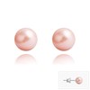 Boucles d'oreilles en argent 925 perle de cristal Swarovski nacré pêche - vue V1
