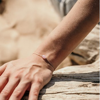 Fijne Rozenkwarts Armband Verguld Edelsteen