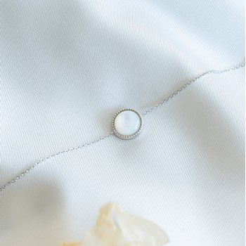 Bracelin Fin Nacre Argent Pierre Precieuse Blanche