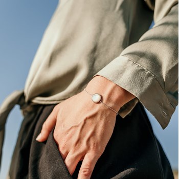 Bracelin Fin Nacre Argent Pierre Precieuse Blanche