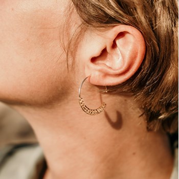 Boucles d'oreilles Créoles Plaqué Or Martelé