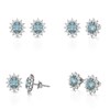 Boucles d'oreilles ADEN Aigue-Marine et Diamants sur Argent 925 1.25grs - vue V2