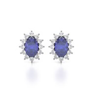 Boucles d'oreilles ADEN Marquise Tanzanite et Diamants sur Argent 925 1.4grs