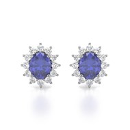 Boucles d'oreilles ADEN Tanzanite et Diamants sur Argent 925 1.25grs