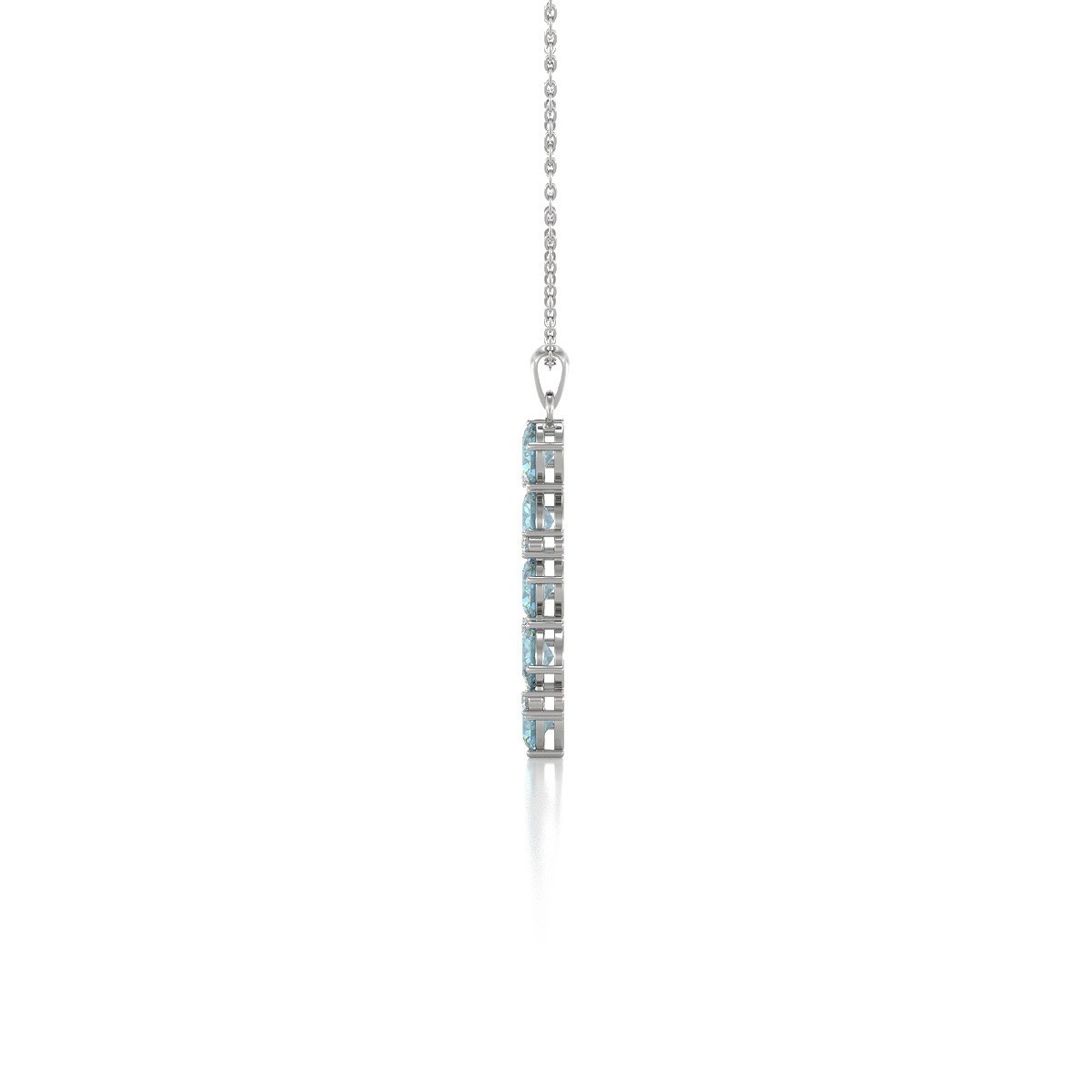 Collier Pendentif Aigue-Marine et Diamant en Argent 925 - Cadeau de Fiançailles Brillant | Aden - vue 4