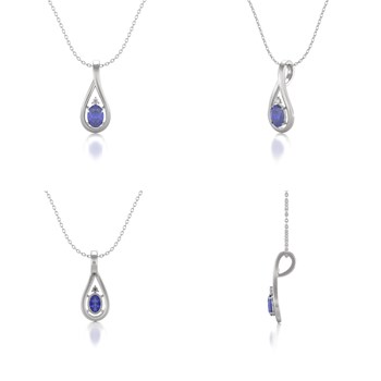 Collier Pendentif Tanzanite et Diamant en Argent 925 - Cadeau de Fiançailles Scintillant | Aden
