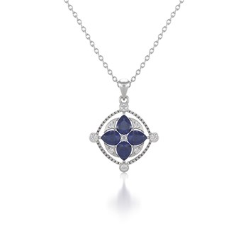 Collier Pendentif Saphir et Diamant en Argent 925 - Cadeau d'Anniversaire Élégant | Aden