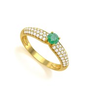 Bague ADEN Or 585 Jaune Emeraude et diamants 1.978grs