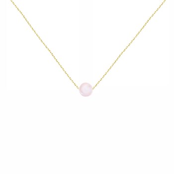 Geelgoud en roze parelketting
