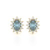 Boucles d'oreilles ADEN Or 585 Jaune Fleur Aigue-Marine et Diamants 1.4grs - vue V1