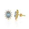 Boucles d'oreilles ADEN Or 585 Jaune Fleur Aigue-Marine et Diamants 1.4grs - vue V4