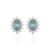 Boucles d'oreilles ADEN Or 585 Blanc Fleur Aigue-Marine et Diamants 1.4grs - vue V1