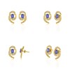 Boucles d'oreilles ADEN Or 585 Jaune Fleur Tanzanite et Diamants 2.6grs - vue V2
