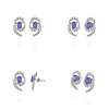Boucles d'oreilles ADEN Or 585 Blanc Fleur Tanzanite et Diamants 2.6grs - vue V2