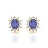 Boucles d'oreilles ADEN Or 585 Jaune Fleur Tanzanite et Diamants 1.25grs - vue V1