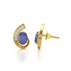 Boucles d'oreilles ADEN Or 585 Jaune Fleur Tanzanite et Diamants 2.10grs - vue V4