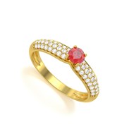 Bague ADEN Or 585 Jaune Rubis et diamants 1.978grs