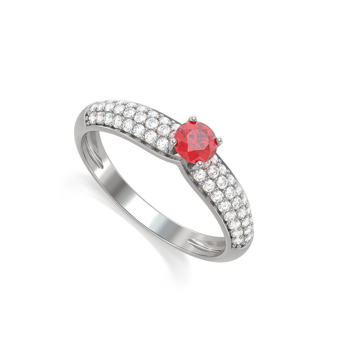 Bague ADEN Or 585 blanc Rubis et diamants 1.978grs