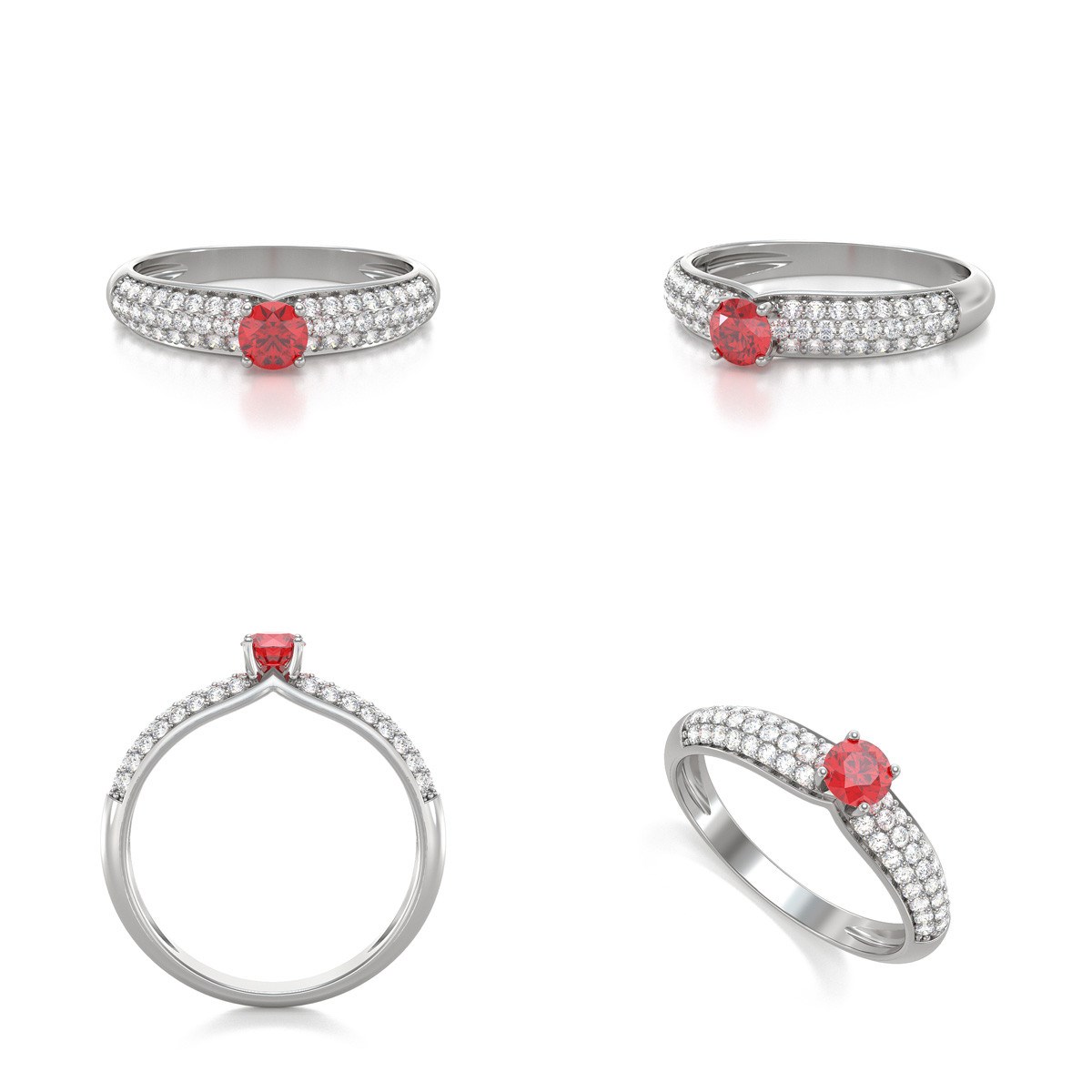 Bague ADEN Or 585 blanc Rubis et diamants 1.978grs - vue 2