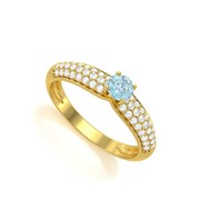 Bague ADEN Or 585 Jaune Aigue-Marine et diamants 1.978grs