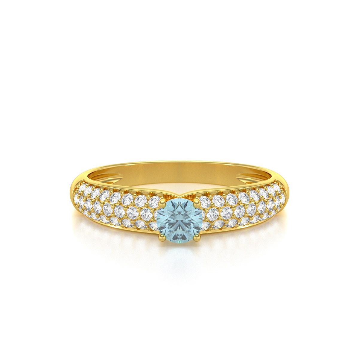 Bague ADEN Or 585 Jaune Aigue-Marine et diamants 1.978grs - vue 3