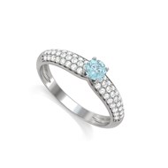 Bague ADEN Or 585 Blanc Aigue-Marine et diamants 1.978grs