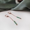 Boucles d'oreilles chaînettes GABRIELLE Doré & pierre naturelle Émeraude - vue V2