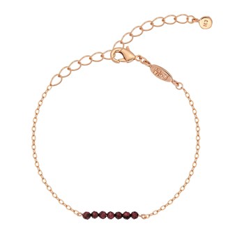 Bracelet chaîne avec pierre naturelle GABRIELLE Doré & Grenat Rouge