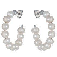 Boucles d'oreilles Créoles perle IMPRESSION Argenté & Perles de culture