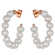 Boucles d'oreilles Créoles perle IMPRESSION Doré & Perles de culture