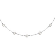 Collier chaîne ras de cou avec 5 perles IMPRESSION Argenté & Perles de culture