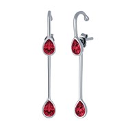 Boucles d'oreilles earclimbers ROSÉE goutte Argenté & Rouge Cerise