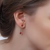 Boucles d'oreilles earclimbers ROSÉE goutte Argenté & Rouge Cerise - vue V3