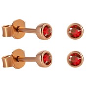 Boucles d'oreilles clous rondes XAVIER Doré & Rouge écarlate (4 pièces)