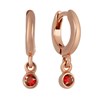 Boucles d'oreilles créoles avec petit pendentif XAVIER Doré & Rouge écarlate - vue V1