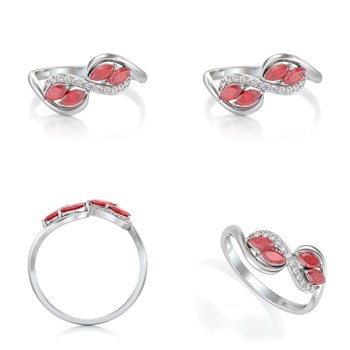 Bague Rubis et diamants sur Argent 925 1.546grs