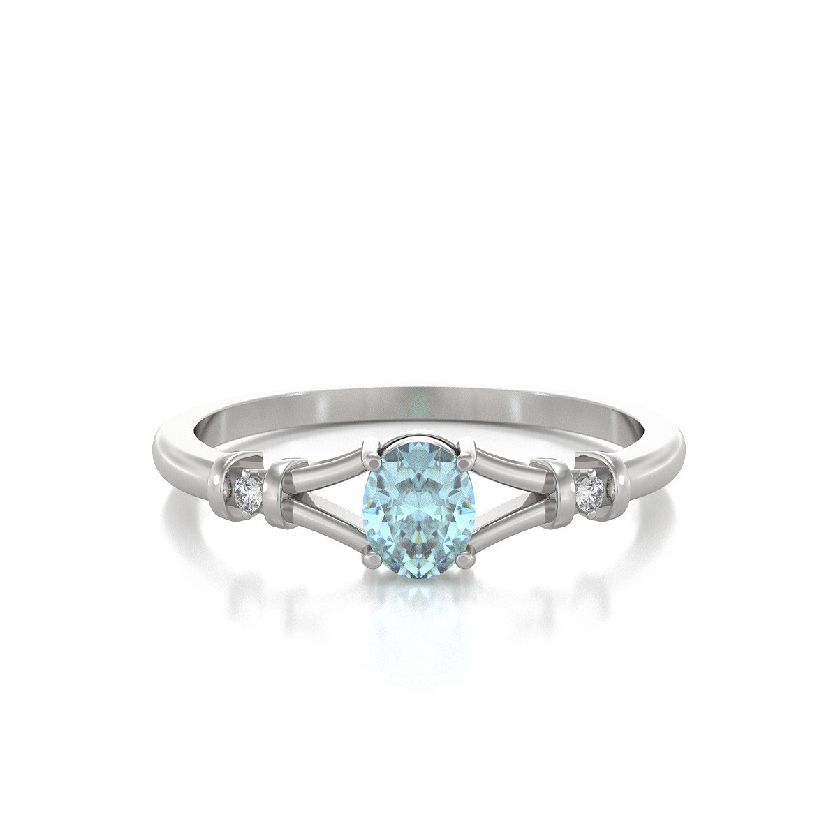 Bague Aigue-Marine et diamants sur Argent 925 2.094grs - vue 3