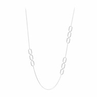 Collier Sautoir Argent Rhodié Olga Serti Zirconium Blanc
