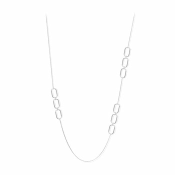 Collier Sautoir Argent Rhodié Olga Serti Zirconium Blanc