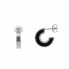 Boucles D'oreilles Anna En Argent Doré Pierre Onyx Zirconium Blanc - vue V1