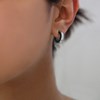 Boucles D'oreilles Anna En Argent Doré Pierre Onyx Zirconium Blanc - vue V2