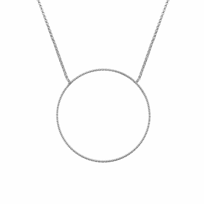 Collier Argent Rhodié Cercle Diamanté