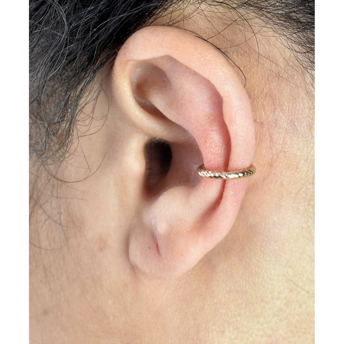 Clip d'oreille earcuff fil effet tressé Plaqué OR 750 3 microns - vue 2