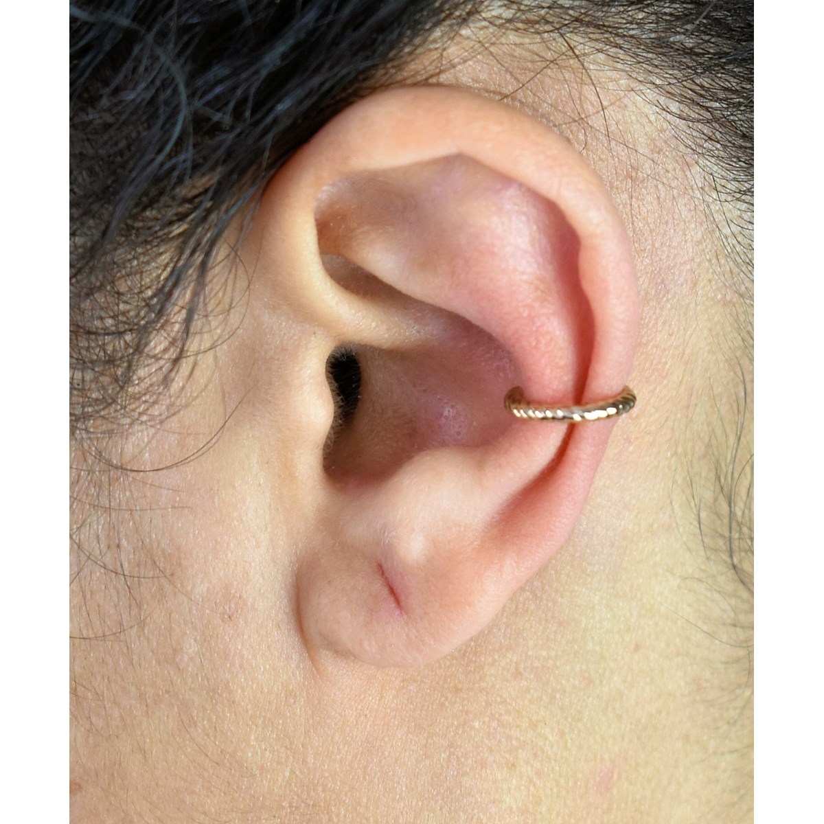 Clip d'oreille earcuff fil effet tressé Plaqué OR 750 3 microns - vue 3